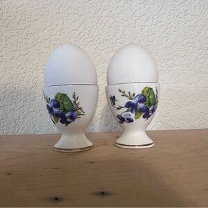 Crown Staffordshire Fine Bone China Floral Egg Cups with Violets